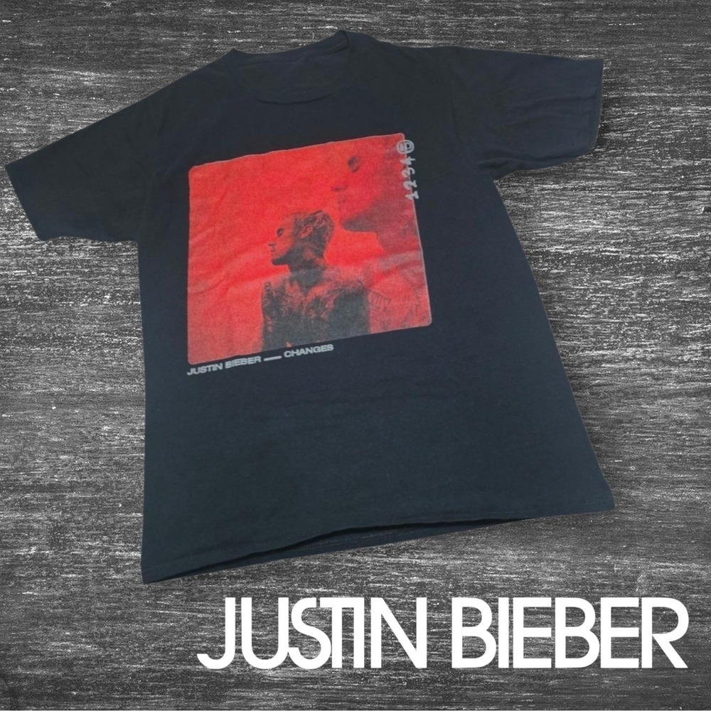 Unisex Justin Bieber Changes Album Cover Art Reflection Photo Tee Black XS